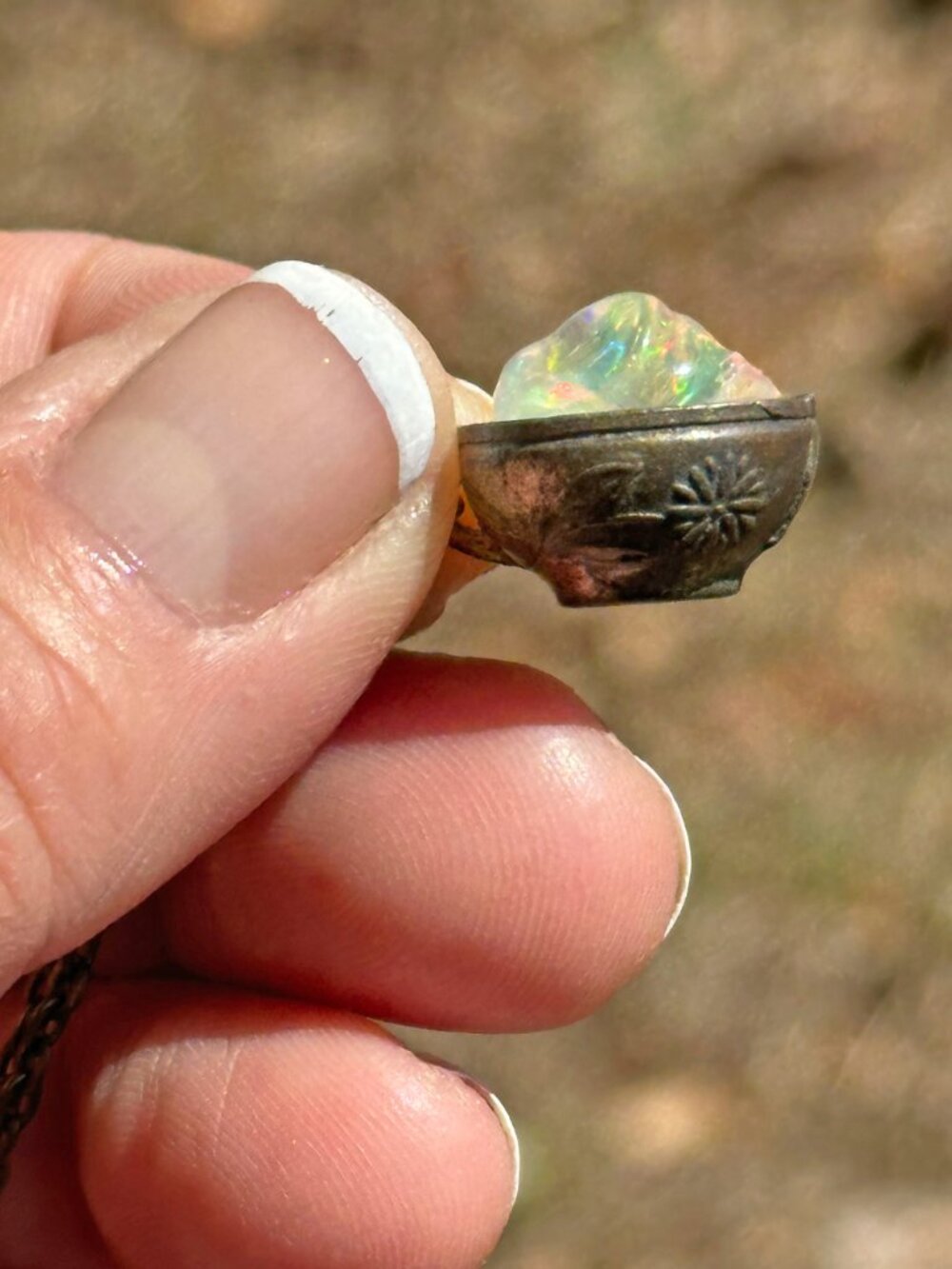 Antique *Cup of Magic* 7 Ct Welo Opal Teacup Necklace